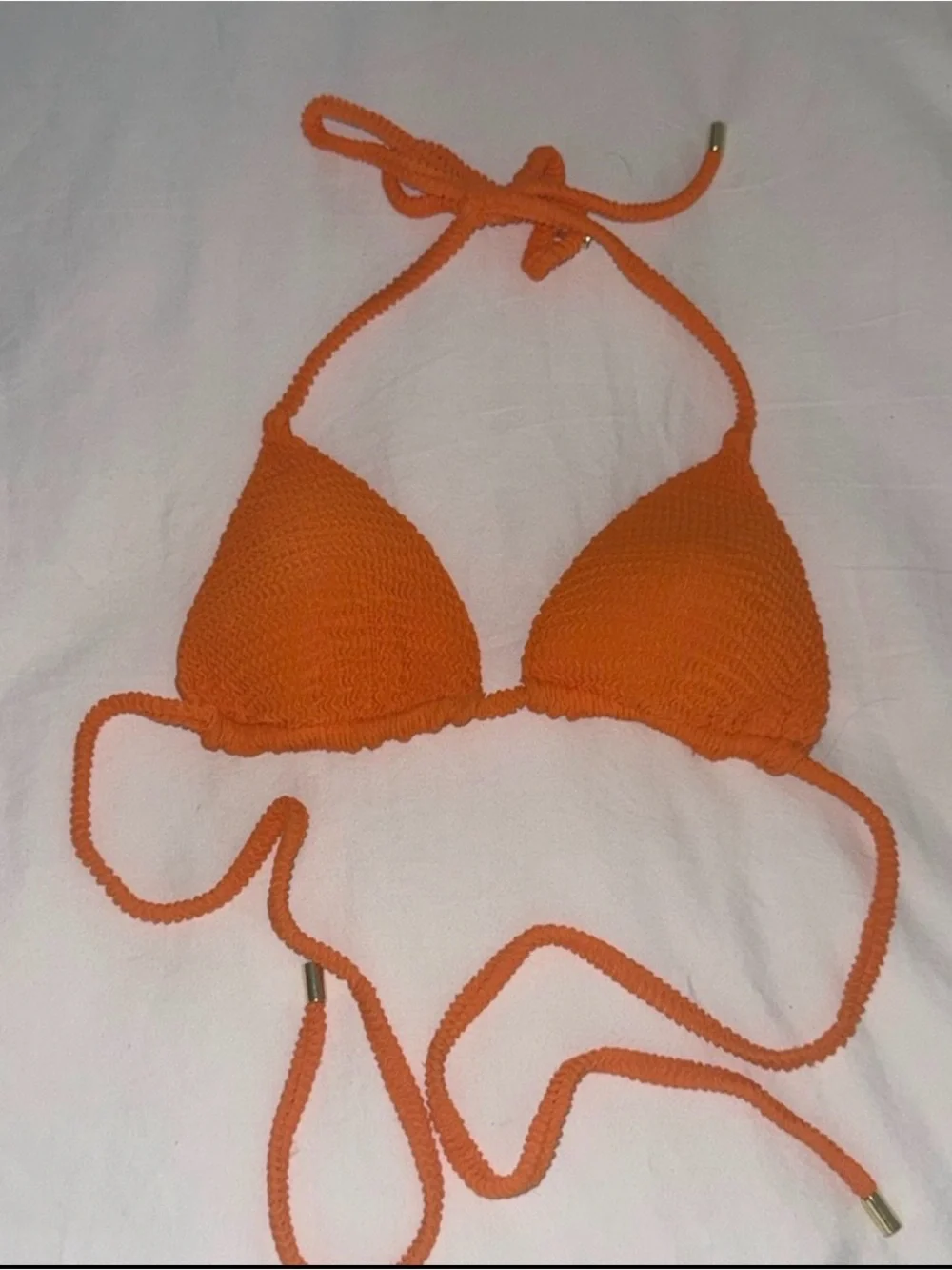 Monday Swimwear Orange Triangle Bikini Top - Tie Halter